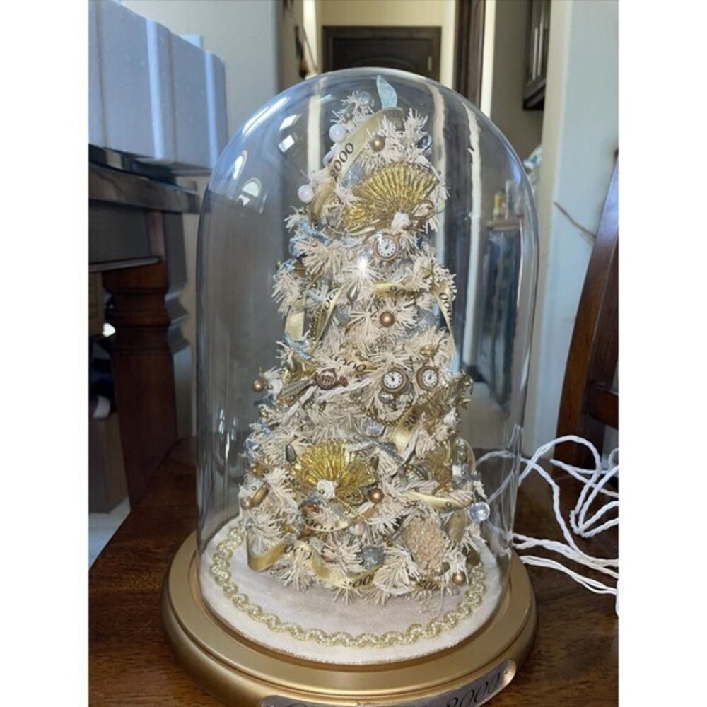 Danbury Mint Lighted Christmas 2000 Y2K Christmas‎ Tree w/Ornaments Glass Dome